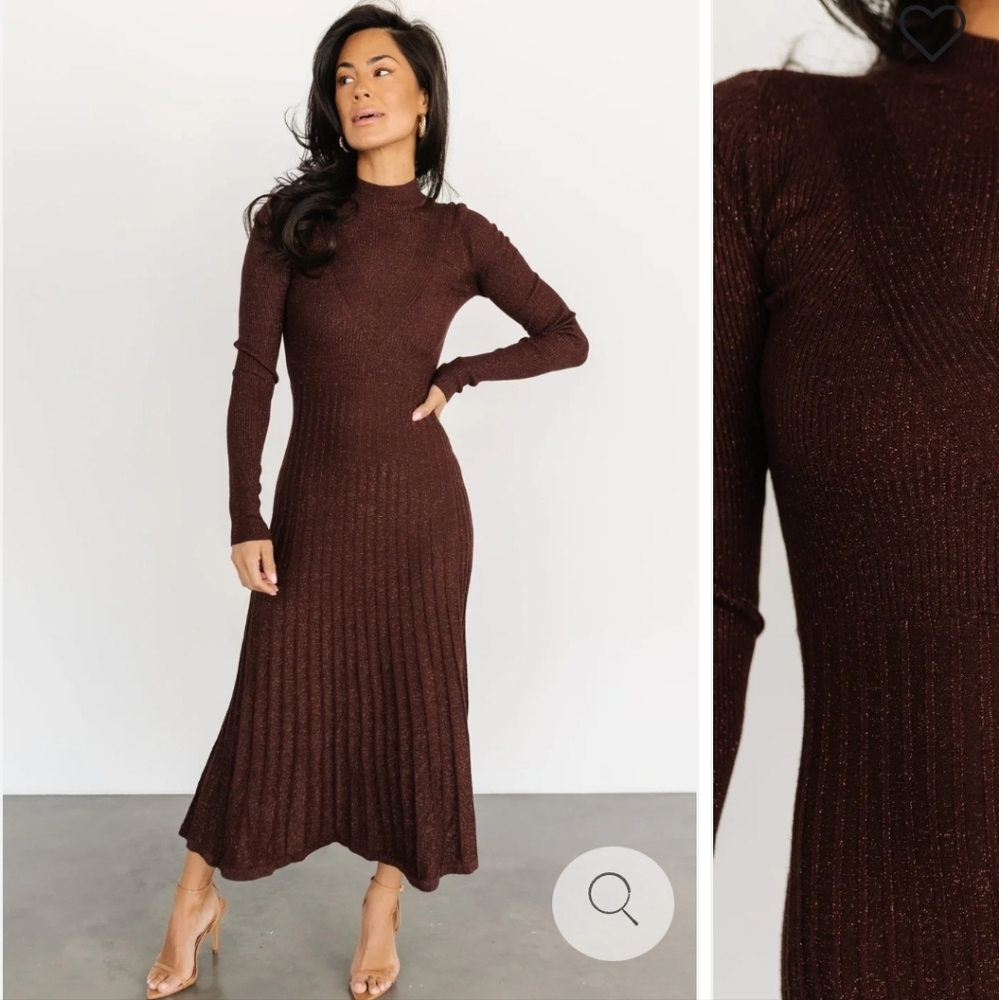 Baltic Born Jamelia Pleated Sweater Dress In Black And Gold